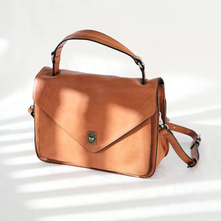 Stylish Womens Brown Leather Satchels Leather Messenger Bag For Women