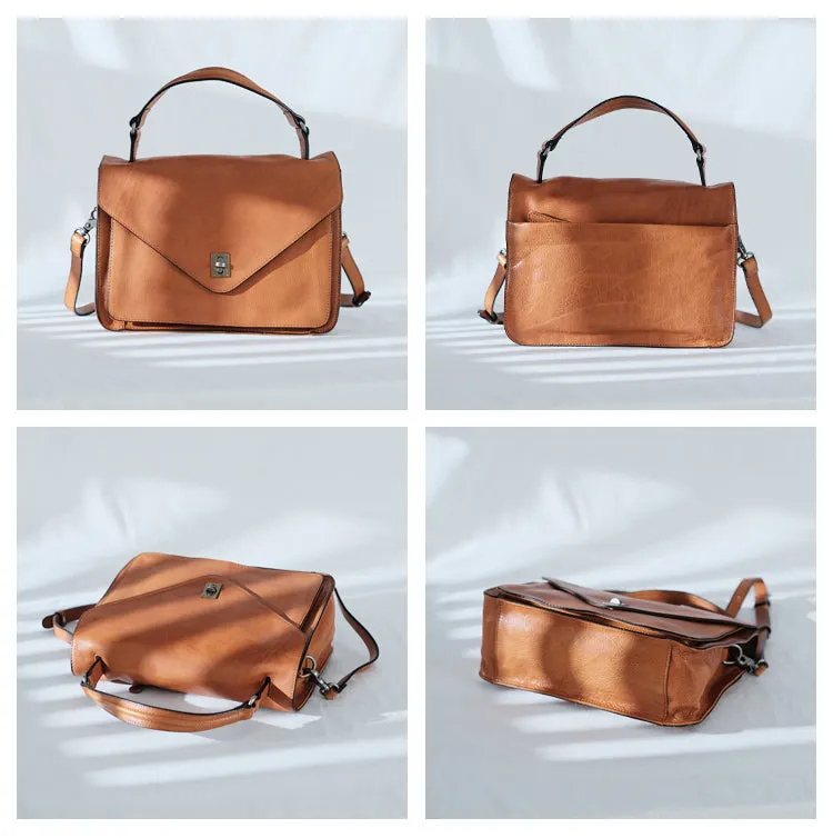 Stylish Womens Brown Leather Satchels Leather Messenger Bag For Women