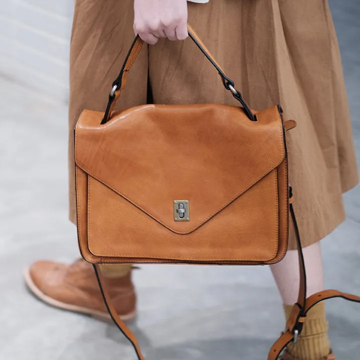 Stylish Womens Brown Leather Satchels Leather Messenger Bag For Women