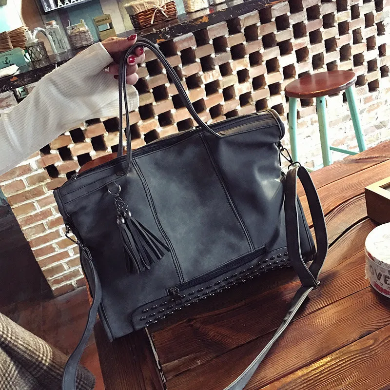 Suede Studded Handbag