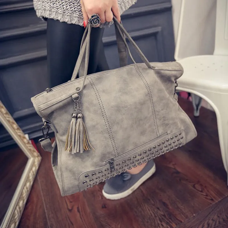 Suede Studded Handbag