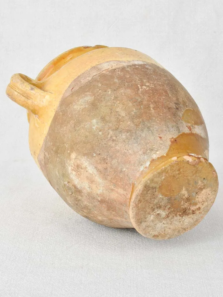 Superb antique French confit pot with yellow ocher glaze 8¾"