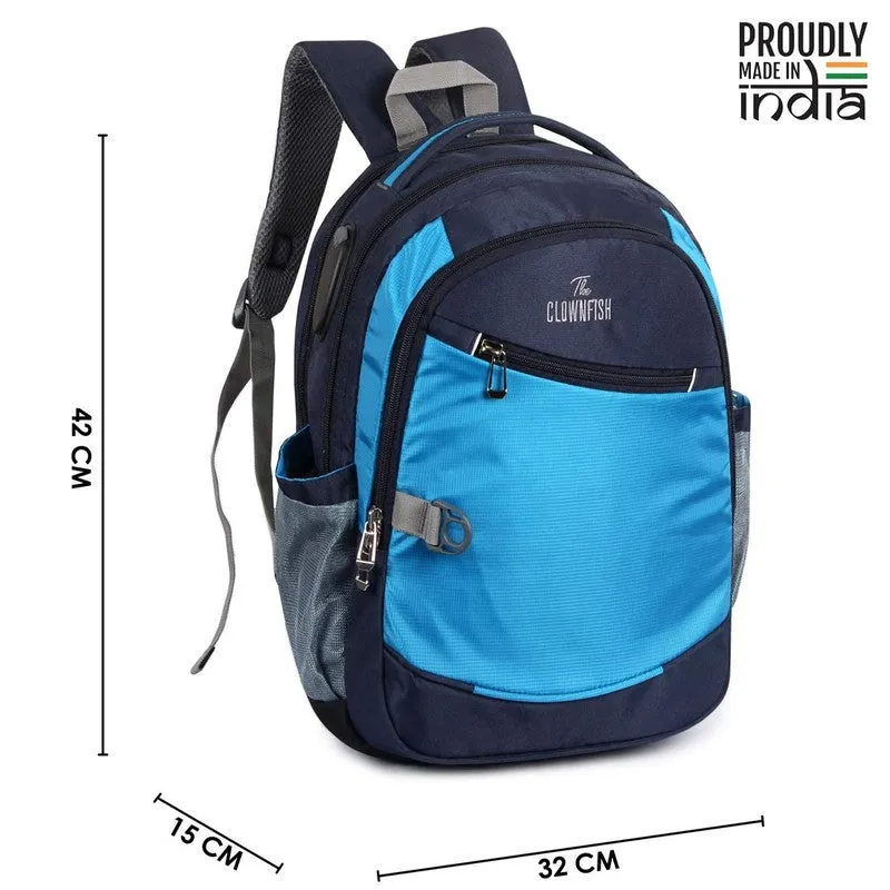 The Clownfish Impulse 20 Liters Polyester Water Resistant Multifunctional Travel Backpack Travel Bags Bagpack Spacious Shoulder Bag College Office Travelling Camping Bags for Men and Women (Navy Blue)