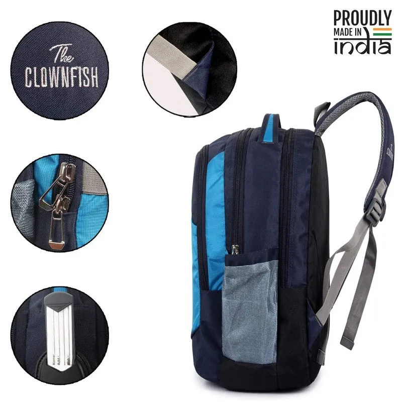 The Clownfish Impulse 20 Liters Polyester Water Resistant Multifunctional Travel Backpack Travel Bags Bagpack Spacious Shoulder Bag College Office Travelling Camping Bags for Men and Women (Navy Blue)
