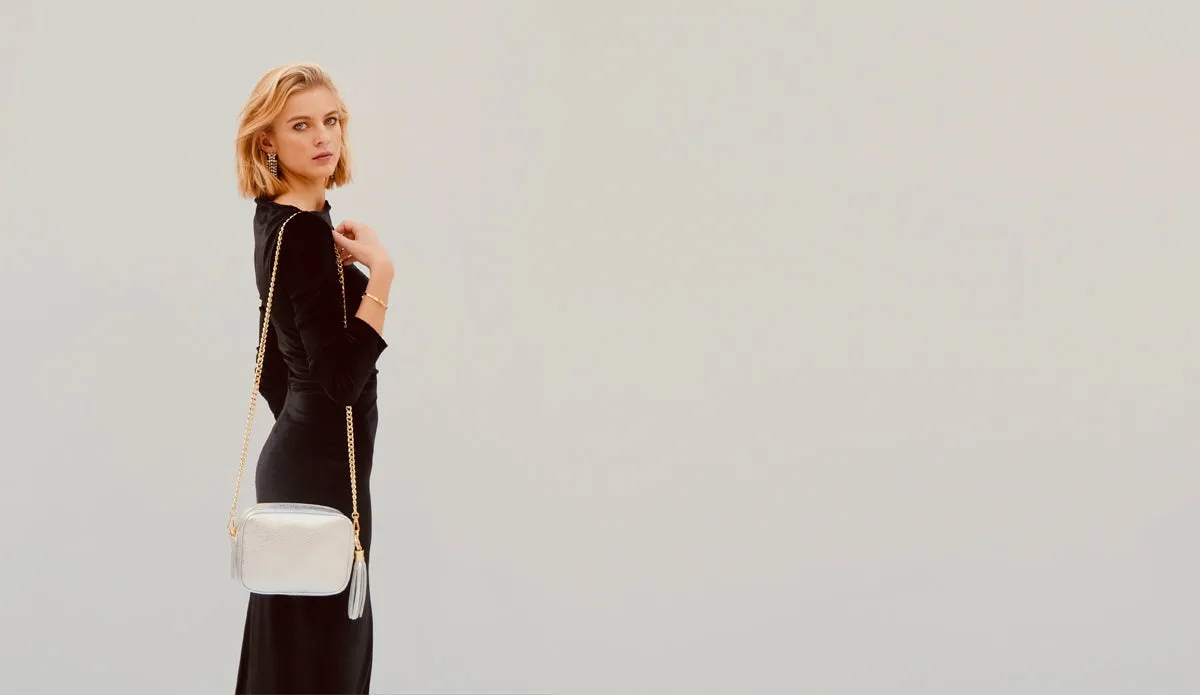 The Tassel Silver Leather Crossbody Bag