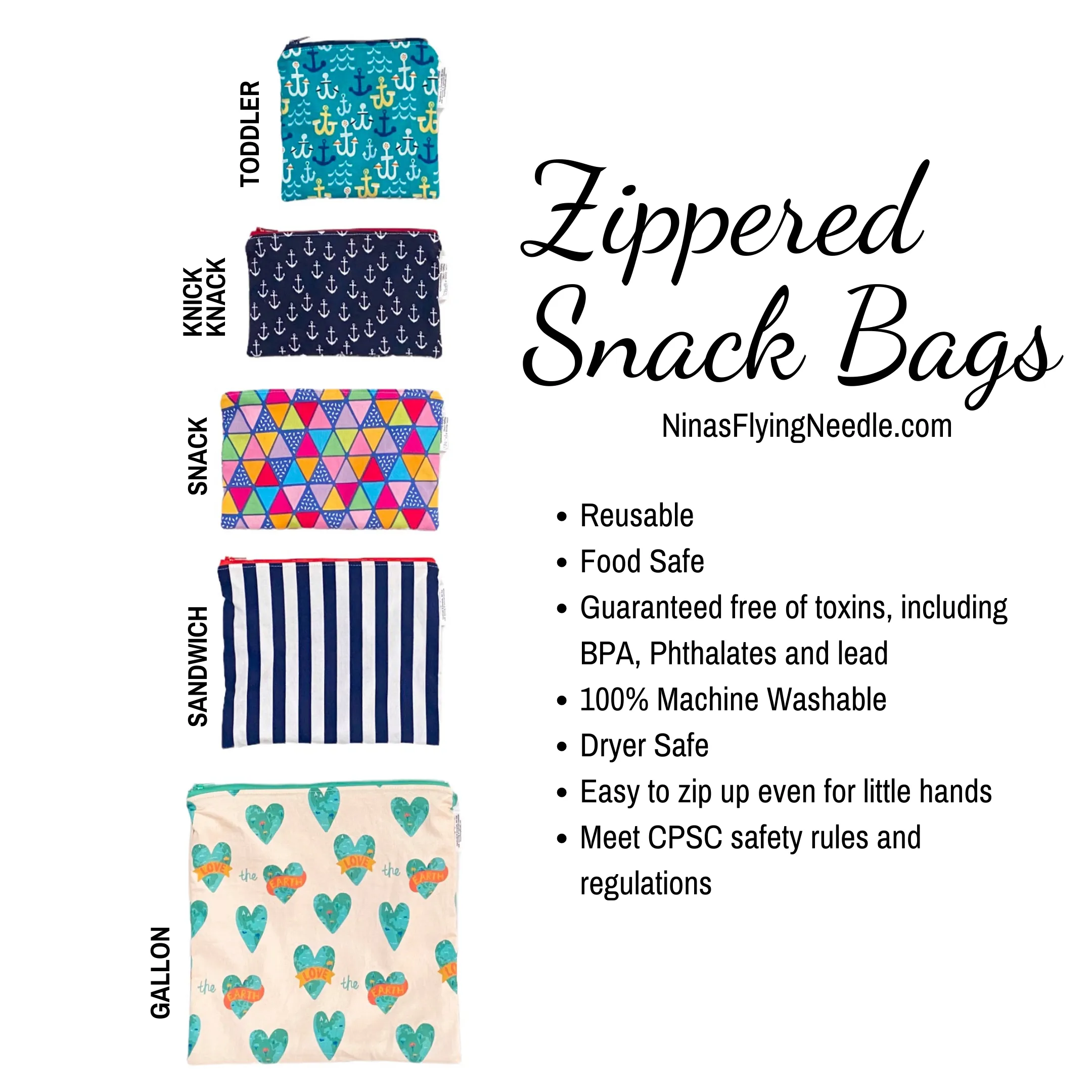 Toddler Sized Reusable Zippered Bag Maryland