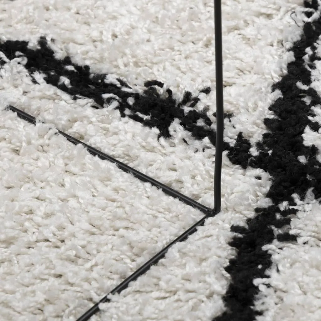 vidaXL Shaggy Rug PAMPLONA - Luxurious High-Pile Cream & Black Rug, 240x240 cm | Soft, Modern & Cozy Home Decor