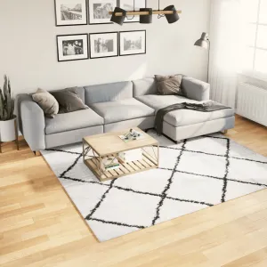 vidaXL Shaggy Rug PAMPLONA - Luxurious High-Pile Cream & Black Rug, 240x240 cm | Soft, Modern & Cozy Home Decor