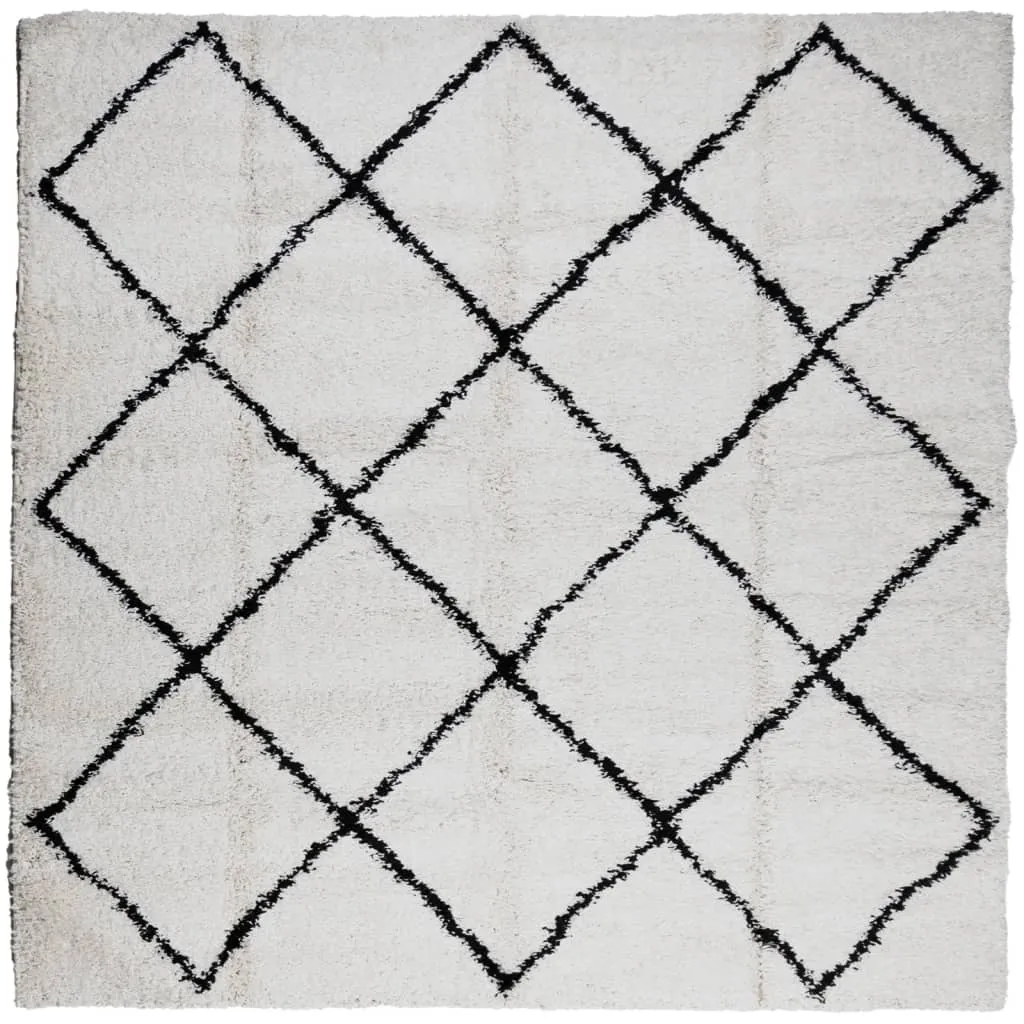 vidaXL Shaggy Rug PAMPLONA - Luxurious High-Pile Cream & Black Rug, 240x240 cm | Soft, Modern & Cozy Home Decor