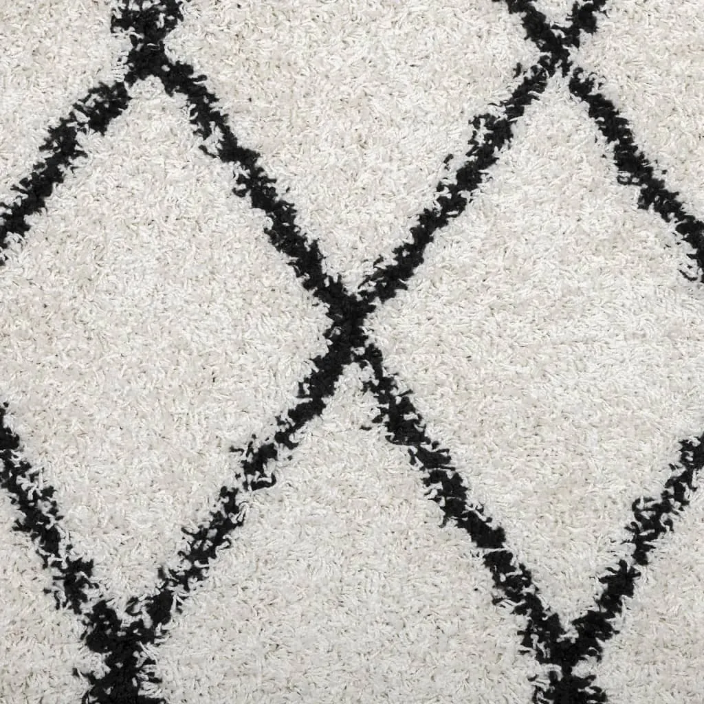 vidaXL Shaggy Rug PAMPLONA - Luxurious High-Pile Cream & Black Rug, 240x240 cm | Soft, Modern & Cozy Home Decor