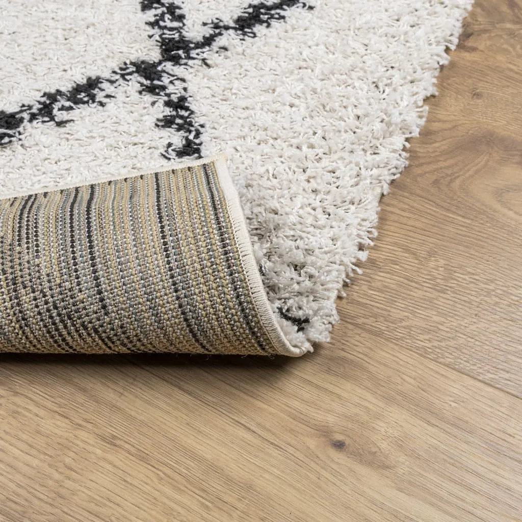 vidaXL Shaggy Rug PAMPLONA - Luxurious High-Pile Cream & Black Rug, 240x240 cm | Soft, Modern & Cozy Home Decor