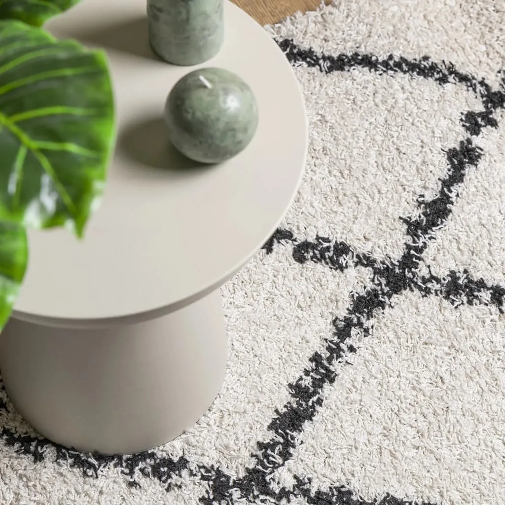 vidaXL Shaggy Rug PAMPLONA - Luxurious High-Pile Cream & Black Rug, 240x240 cm | Soft, Modern & Cozy Home Decor