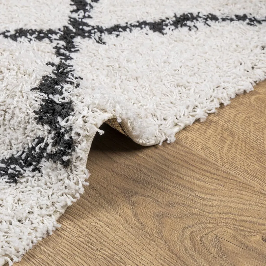 vidaXL Shaggy Rug PAMPLONA - Luxurious High-Pile Cream & Black Rug, 240x240 cm | Soft, Modern & Cozy Home Decor