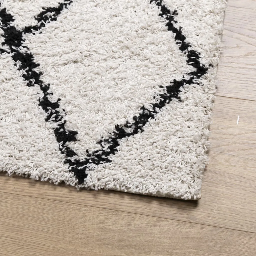 vidaXL Shaggy Rug PAMPLONA - Luxurious High-Pile Cream & Black Rug, 240x240 cm | Soft, Modern & Cozy Home Decor