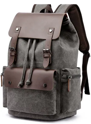 Vintage Canvas Backpack Drawstring Rucksack 20-35L