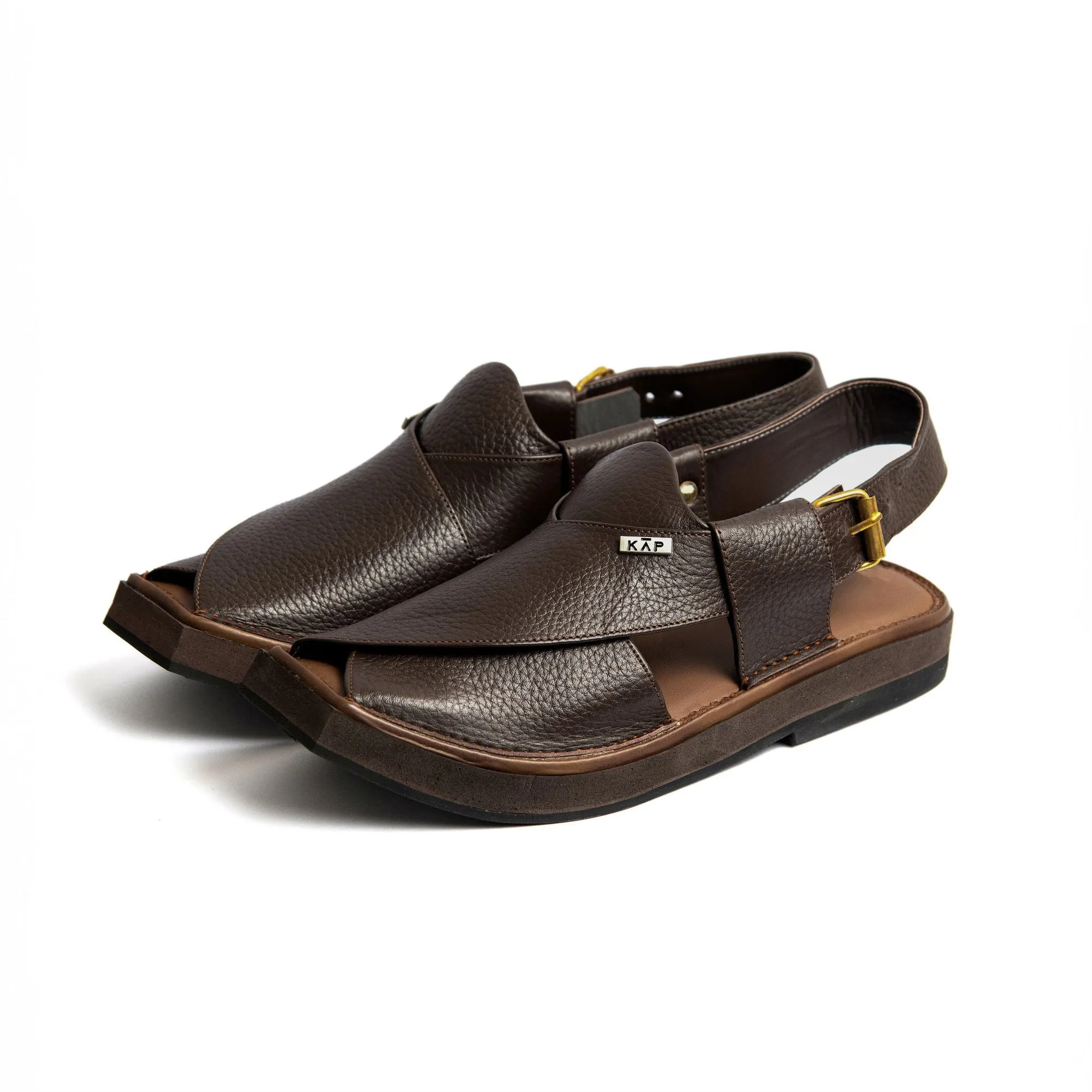 Walkway - Luxurious Grain Leather Kaptan Chappal (Brown)
