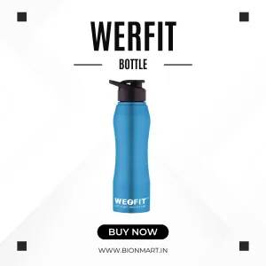 WErFIT Stainless Steel Water Bottle for Gym Park Cycling Yoga Office School Sports 900 ml Shaker  (Pack of 1, Blue, Steel)