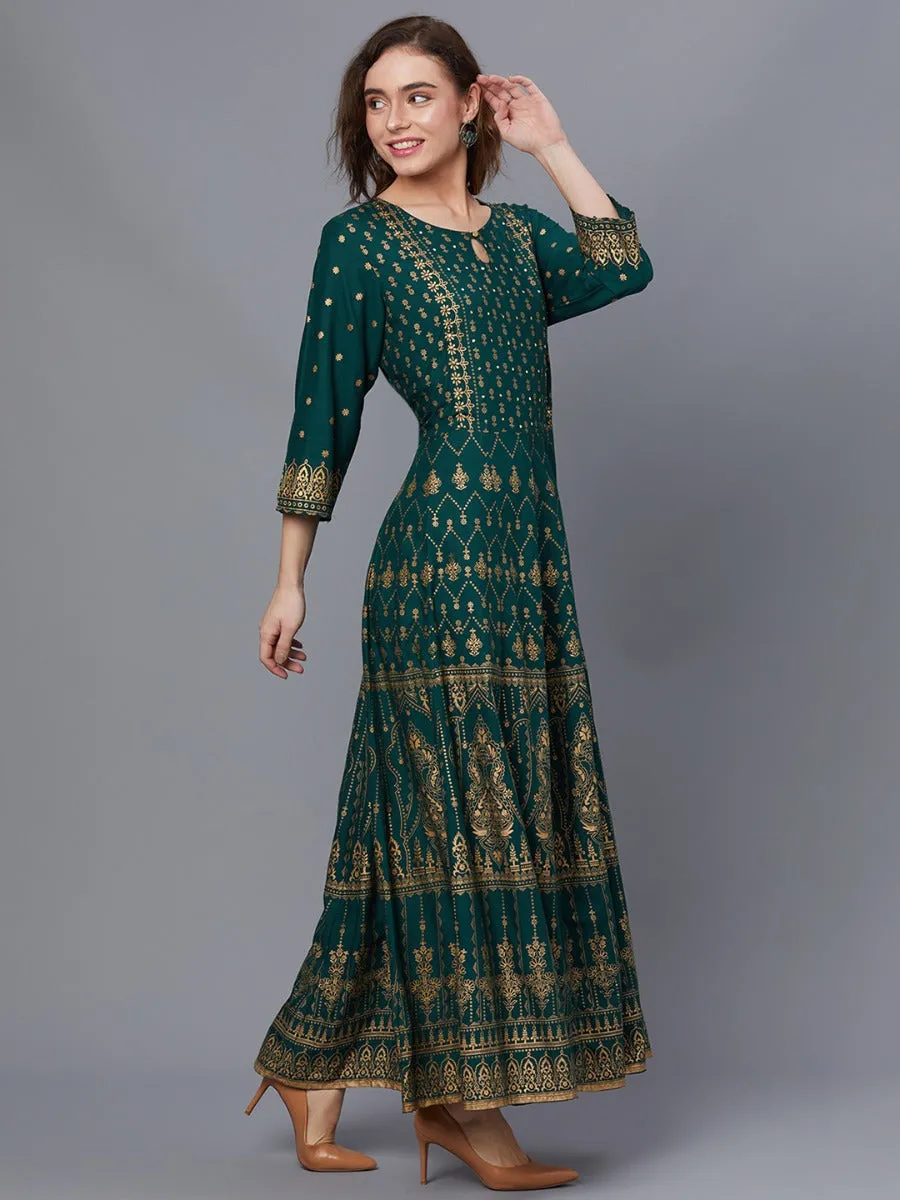 Women Green Printed Dress