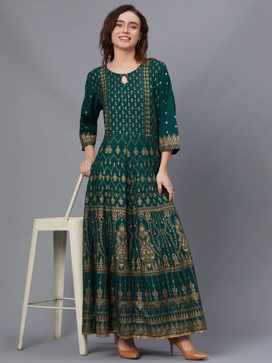 Women Green Printed Dress