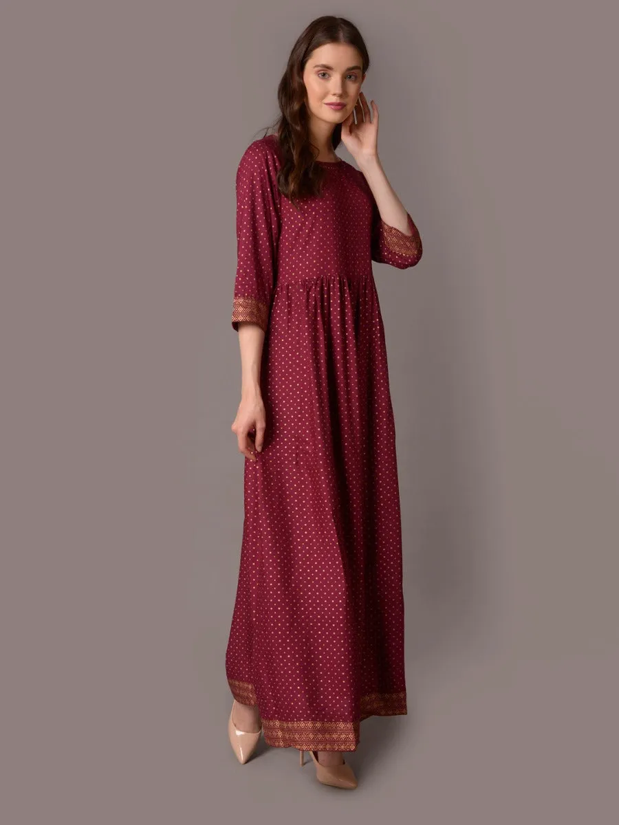 Women Purple Ornamental Printed Dress