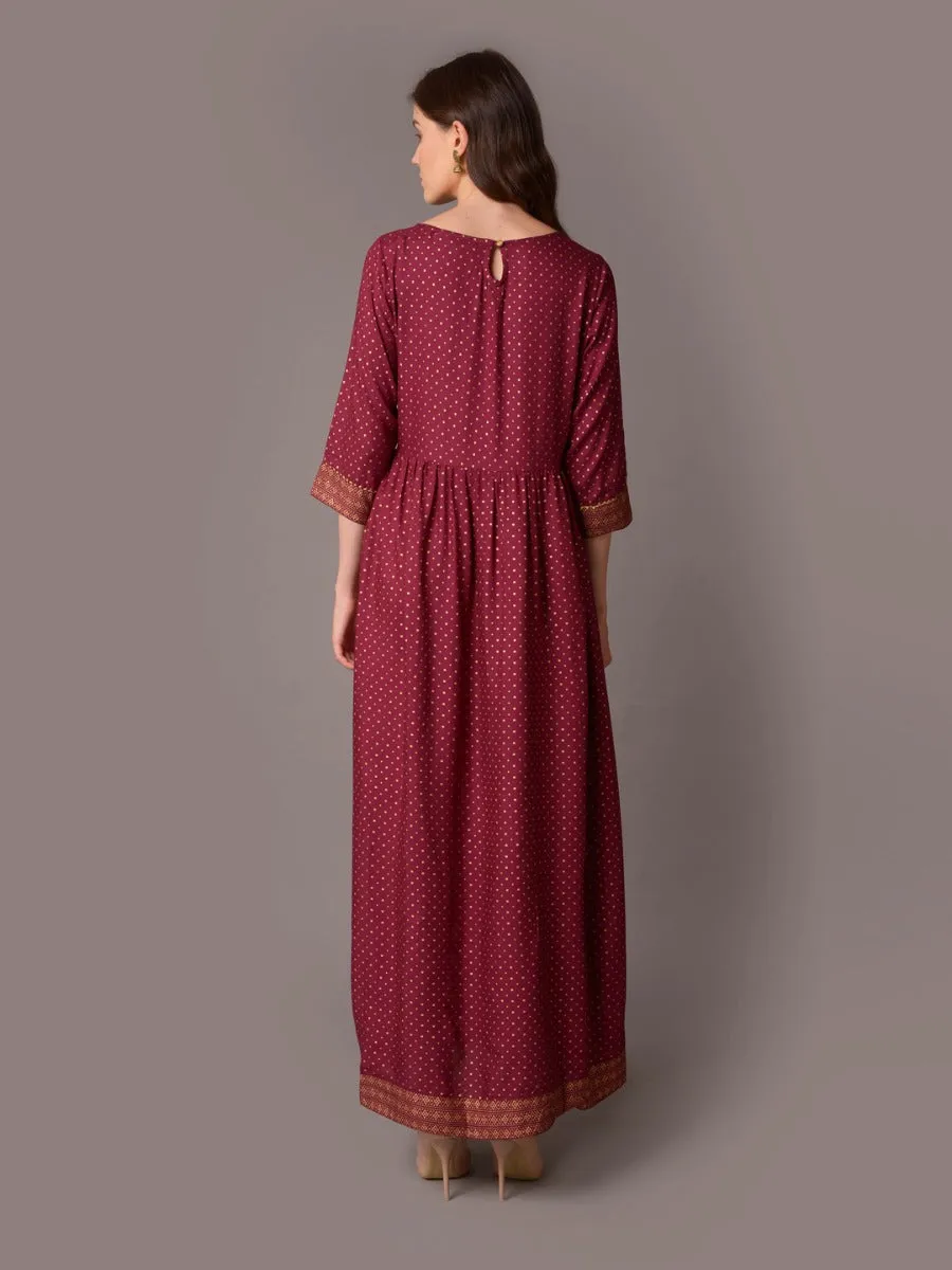 Women Purple Ornamental Printed Dress