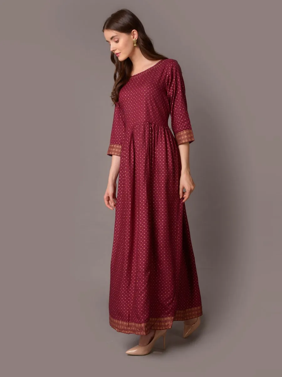 Women Purple Ornamental Printed Dress