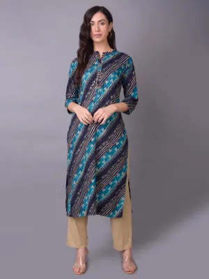 Women Teal Ornamental Printed Kurta