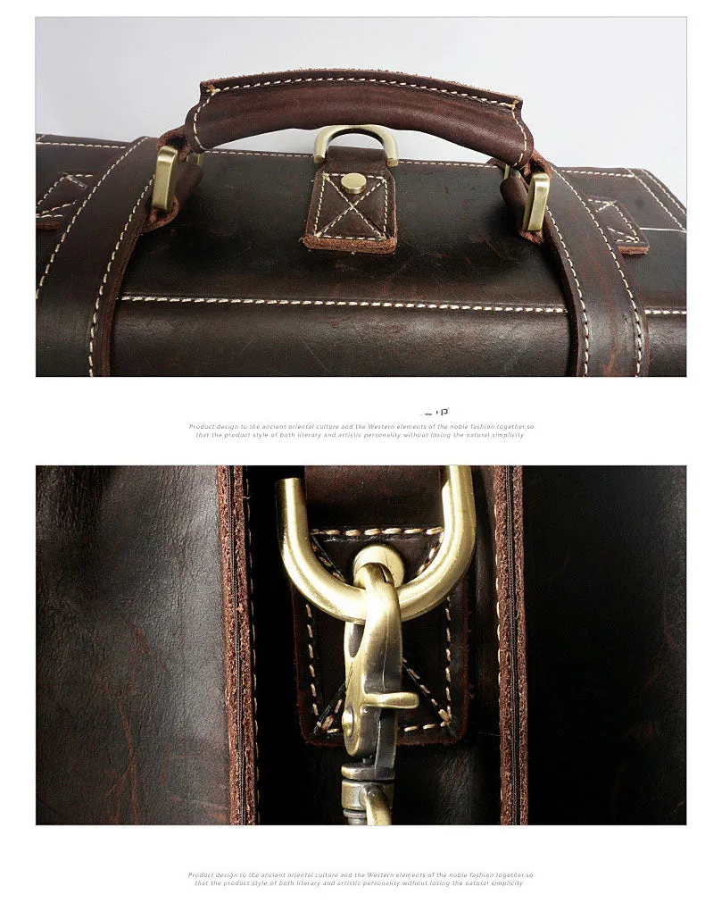 YAAGLE Men's Vintage Multi-layers Crazy Horse Leather Laptop Backpack YGYD8062