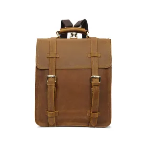 YAAGLE Men's Vintage Multi-layers Crazy Horse Leather Laptop Backpack YGYD8062