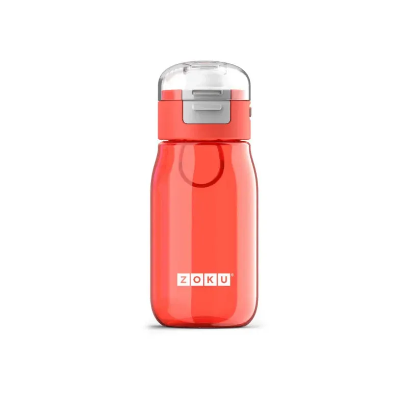 Zoku Kids Flip Gulp Bottle with Carrying Cord | Red Color | 3 x 7 inches
